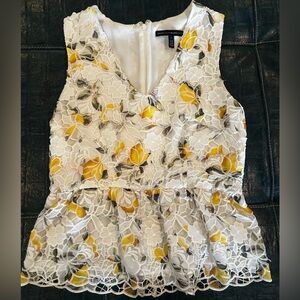 White House Black Market Lemon & Lace Top - Size 6